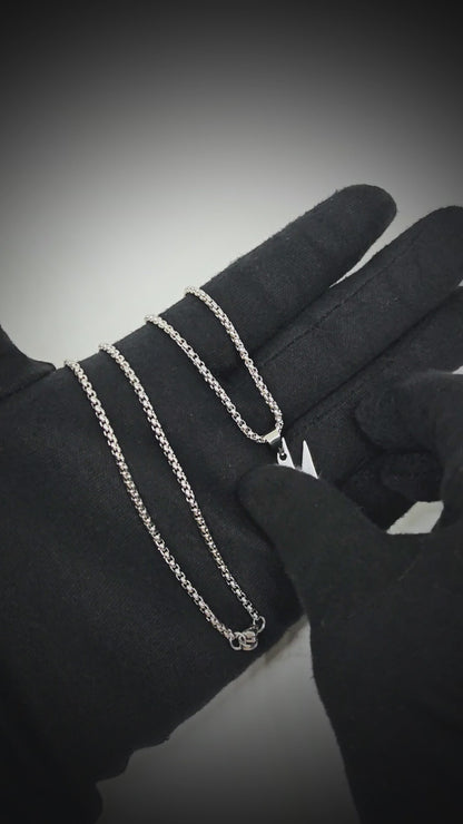 LIGHTNING SILVER BOLT - 10mm Titanium Steel Pendant with 23inch Round Box 4 mm Chain for Men & Boys