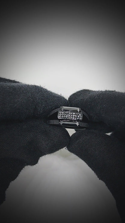 MONARCH BLACK STONE - Pure Stainless Steel Men’s Black Plated Ring (Size : 17-22-27 )