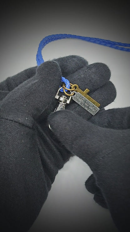 CROSSLOOM - Blue 8mm Genuine Leather Bracelet with Stainless Steel Lobster Clasp for Men & Boys (15 inch)