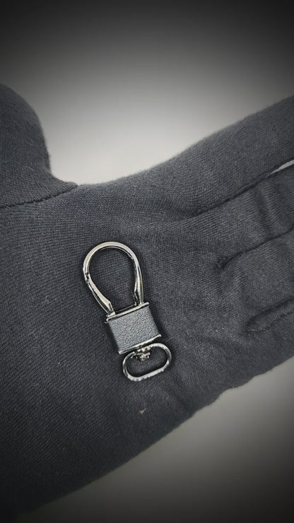 ROYAL GRIP LEATHER - GUNMETAL BLACK - Stainless Steel Keychain for Men & Boy