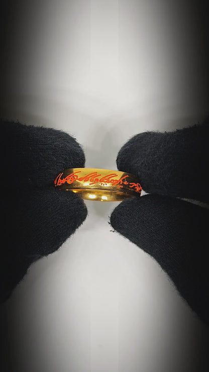 ORION SCRIPT - Golden OrangeText - Pure Stainless Steel Men’s Ring for Men & Boys (Size : 18-29)
