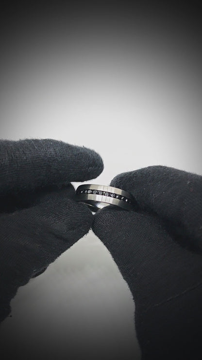 NOIRLINE - STEEL - Pure Stainless Steel Men’s Black - Steel-Plated Ring (Size : 17-22-27)