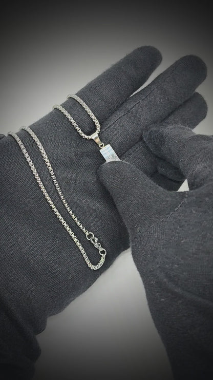 URBAN CORE - 13mm Titanium Steel Pendant with 27inch Round Box 4mm Chain for Men & Boys with adjustable cable chain