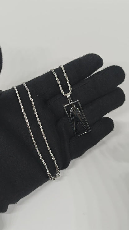 CR7 TRIBUTE FRAME - 16mm Titanium Steel Pendant with 20inch 4mm Twisted Rope Chain for Men & Boys