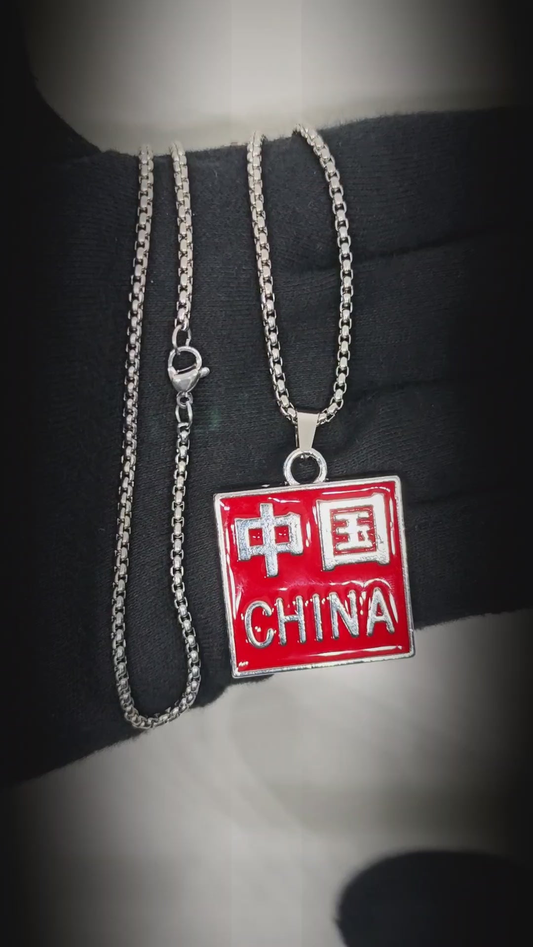 CHINA HERITAGE TAG - 31mm Pure Titanium Steel Pendant with 27inch Round Box 4mm Chain for Men & Boys — SS Pendant/ Necklace for Men | THE MEN THING