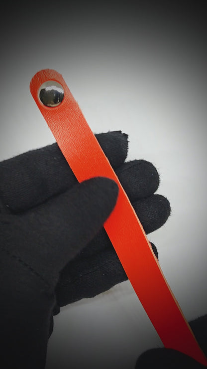 BLAZEFIT ORANGE STRAP - 18mm Genuine Leather Bracelet with Stainless Steel Stud button Closure for Men & Boys (6.6-7.1-7.6 inch)