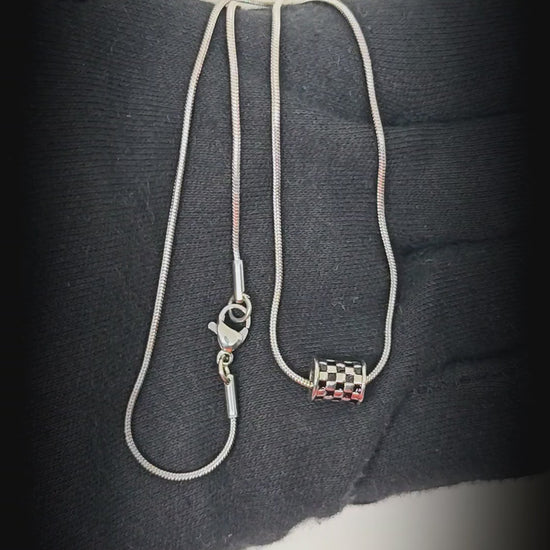 RACER CHECK - 10mm Pure Titanium Steel Pendant with 19inch Snake 3mm Chain for Men & Boys — SS Pendant/ Necklace for Men | THE MEN THING