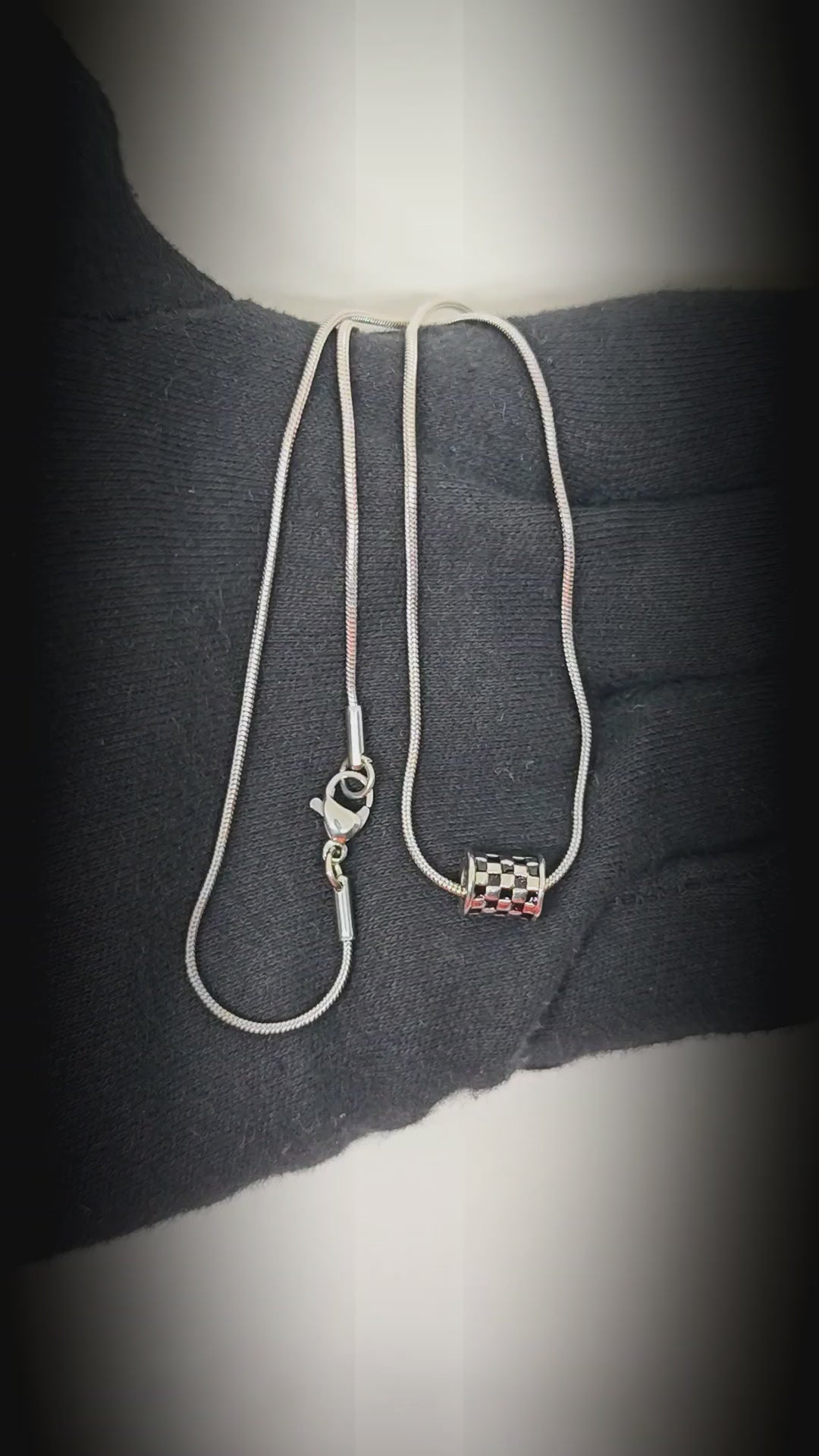 RACER CHECK - 10mm Pure Titanium Steel Pendant with 19inch Snake 3mm Chain for Men & Boys — SS Pendant/ Necklace for Men | THE MEN THING