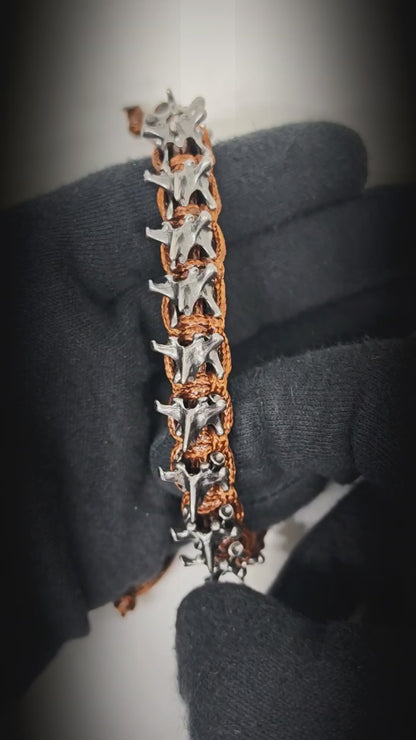 SPINECLAW - BROWN - Genuine Braided Leather Adjustable Bracelet for Men & Boys