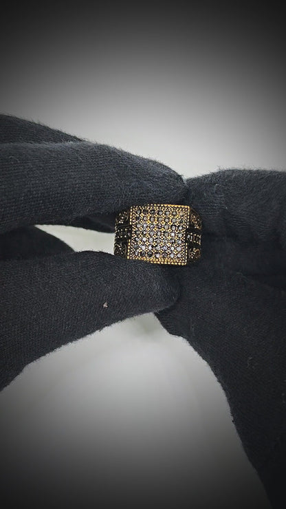 IMPERIAL NOIR RING - Pure Stainless Steel Men’s Gold Plated Ring (Size : 17-22-27)
