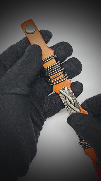 DIESELCOIL HERITAGE - Brown 24mm Genuine Leather Bracelet with Stainless Steel Stud button Closure for Men & Boys (8.5 inch)