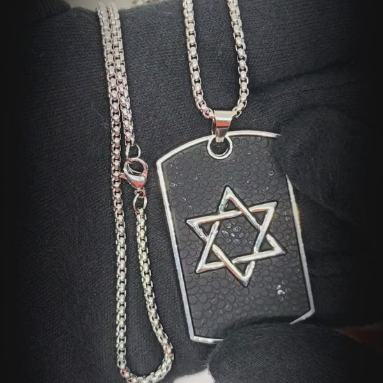 STAR OF DAVID - 32mm Pure Titanium Steel Pendant with 27inch Round Box 4mm Chain for Men & Boys — SS Pendant/ Necklace for Men | THE MEN THING