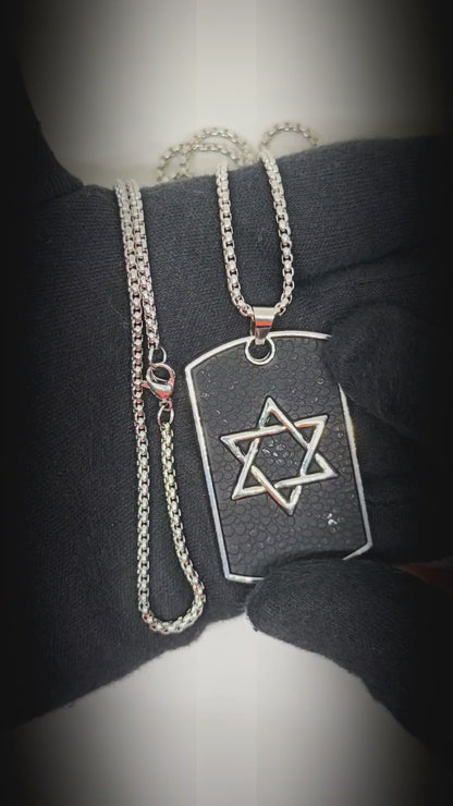 STAR OF DAVID - 32mm Pure Titanium Steel Pendant with 27inch Round Box 4mm Chain for Men & Boys — SS Pendant/ Necklace for Men | THE MEN THING