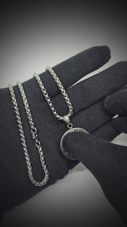 11:11 MANIFESTATION CIRCLE  - 30mm Titanium Steel Pendant with 24inch Round Box 5mm Chain for Men & Boys