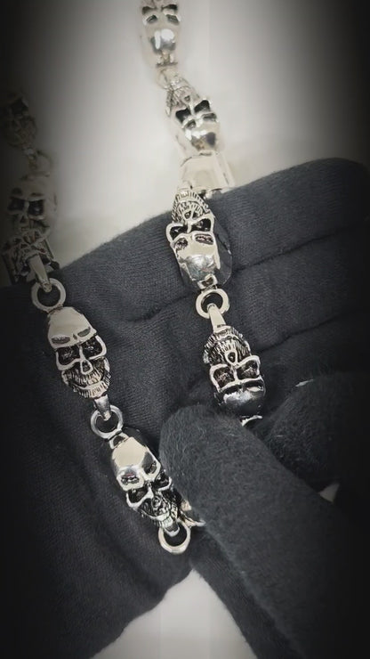 VOID SKULL - Antique Steel 15mm Titanium Steel Skull Heavy Biker Chain for Jeans with Lobster Clasps for Men & Boys - 18 inch