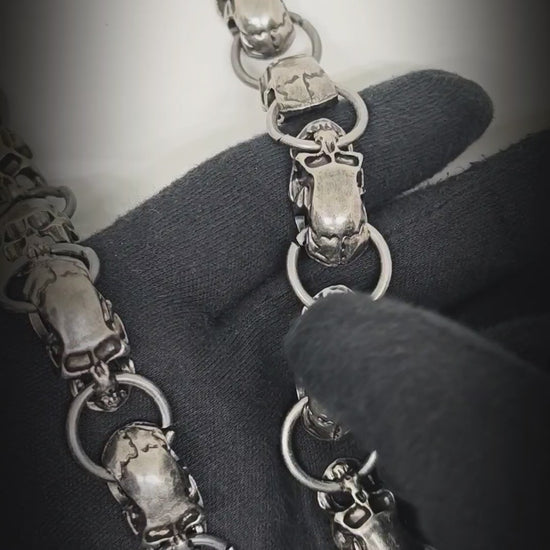 VANTOR SKULL - Antique Steel 14mm Titanium Steel Skull Heavy Biker Chain for Jeans with Lobster Clasps for Men & Boys - 22 inch — Biker Fashion for Men | THE MEN THING