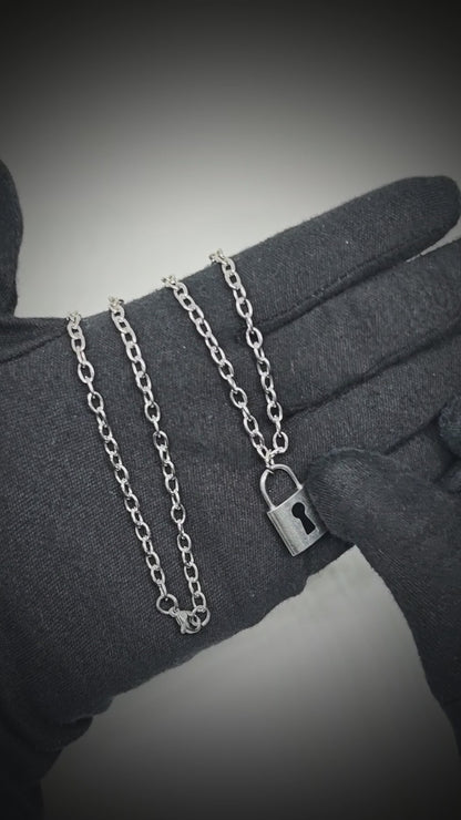 TITAN LOCK - 16mm Titanium Steel Pendant with 24inch Curb 5mm Chain for Men & Boys