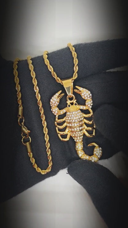 SCORPION KING - GOLD - 30mm Pure Titanium Steel Pendant with 24inch Twisted Chain for Men & Boys — SS Pendant/ Necklace for Men | THE MEN THING