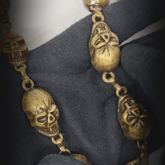 GRIMEX SKULL - Antique Gold 18mm Titanium Steel Skull Heavy Biker Chain for Jeans with Lobster Clasps for Men & Boys - 22 inch — Biker Fashion for Men | THE MEN THING