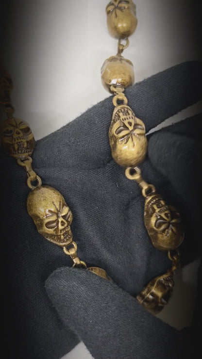GRIMEX SKULL - Antique Gold 18mm Titanium Steel Skull Heavy Biker Chain for Jeans with Lobster Clasps for Men & Boys - 22 inch — Biker Fashion for Men | THE MEN THING