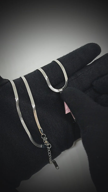 STORM EDGE - Silver & Pink 12mm Titanium Steel Pendant with 22inch Chain for Men & Boys with adjustable cable chain