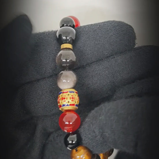 OBSIDIAN TIGER CORE - 12mm Beads Bracelet with Natural Stone Adjustable Bracelet for Men & Boys — Bead Bracelets for Men | THE MEN THING