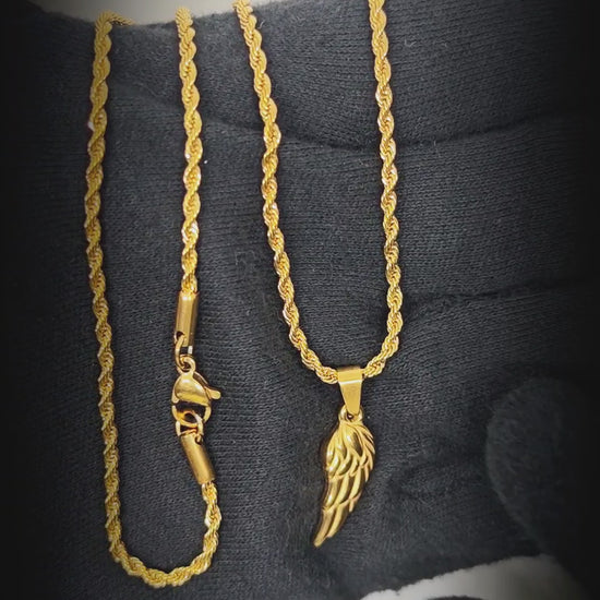 CELESTIAL GUARDIAN - GOLDEN - 9mm Pure Titanium Steel Pendant with 20inch Twisted 3mm Chain for Men & Boys — SS Pendant/ Necklace for Men | THE MEN THING