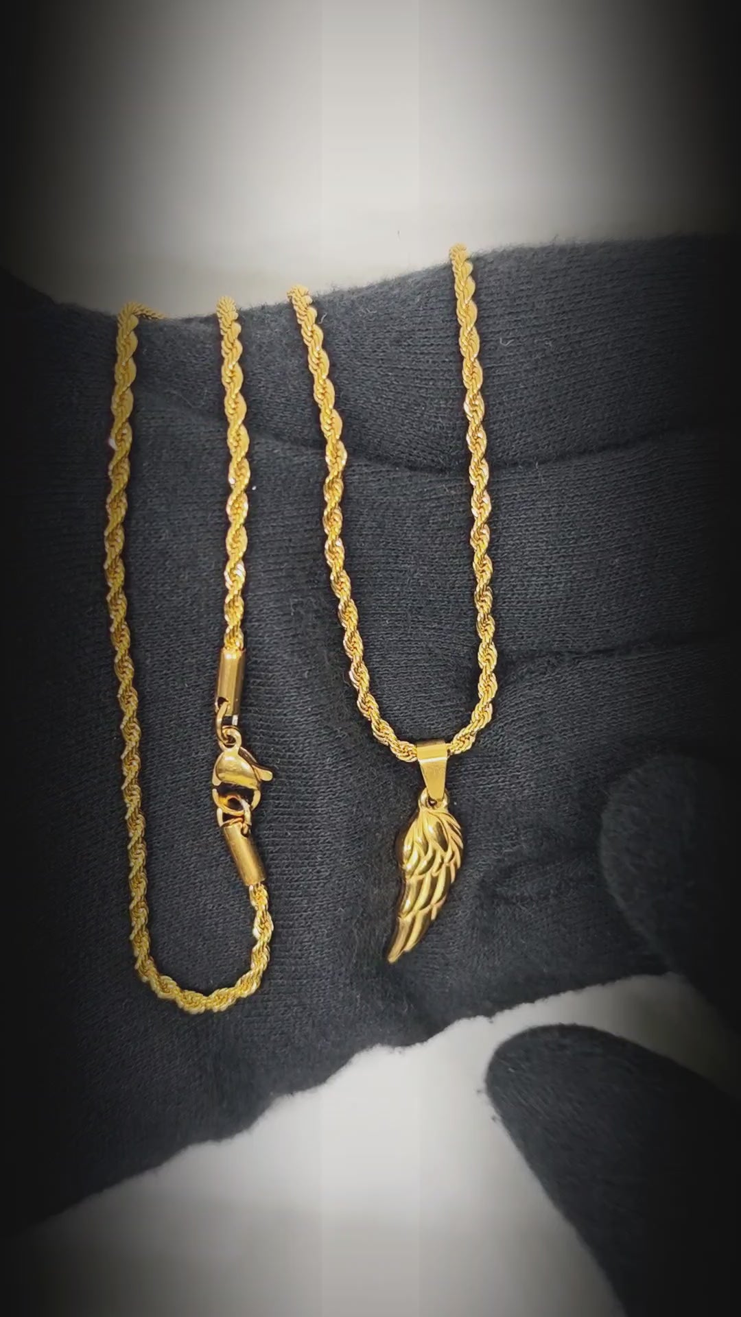 CELESTIAL GUARDIAN - GOLDEN - 9mm Pure Titanium Steel Pendant with 20inch Twisted 3mm Chain for Men & Boys — SS Pendant/ Necklace for Men | THE MEN THING