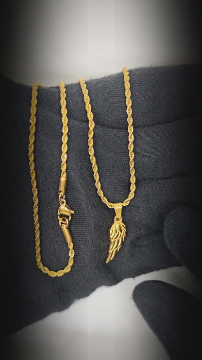 CELESTIAL GUARDIAN - GOLDEN - 9mm Pure Titanium Steel Pendant with 20inch Twisted 3mm Chain for Men & Boys — SS Pendant/ Necklace for Men | THE MEN THING