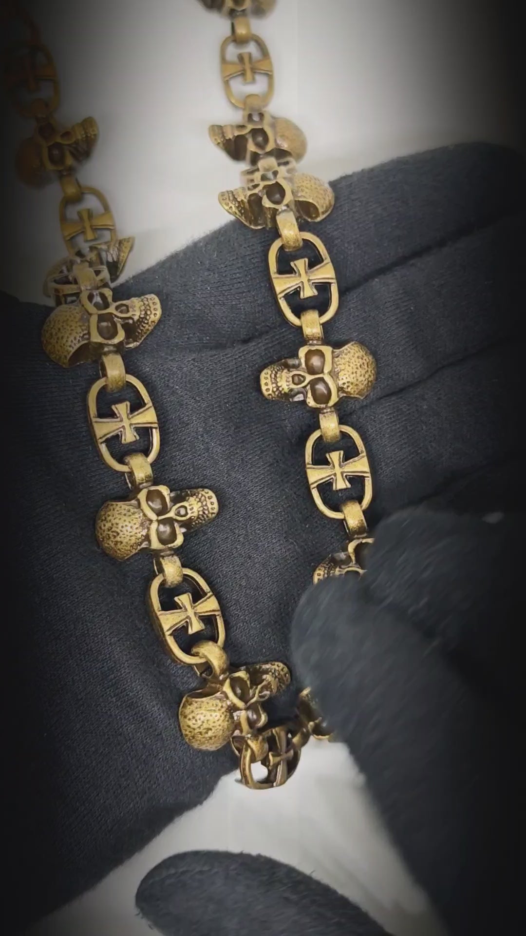 NEX SKULL - Antique Gold 23mm Titanium Steel Skull Heavy Biker Chain for Jeans with Lobster Clasps for Men & Boys - 20 inch — Biker Fashion for Men | THE MEN THING