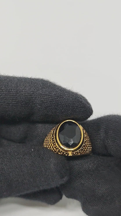 Royal Series - GOLDEN SERPENT RING - Pure Stainless Steel Men’s Gold-Plated Ring – Statement Luxury Jewelry (Size : 15-18-21-24-27-30)