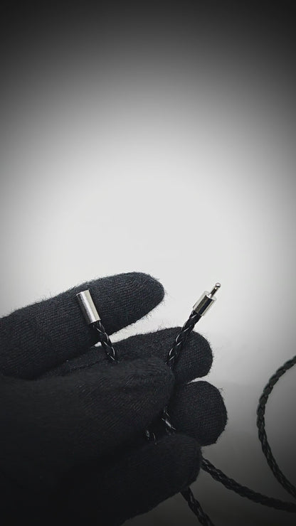 GRIMOAK TWIST - Black 5mm Genuine Leather Bracelet with Stainless Steel Magnetic Barrel Push Clasp for Men & Boys (24 inch)