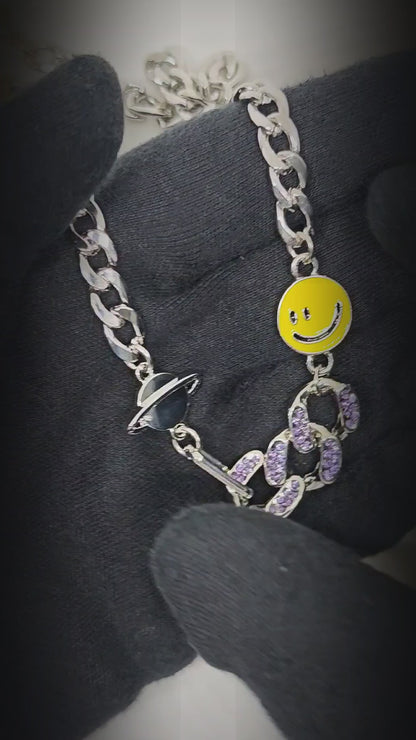 SMILEY CHARM - 10mm Titanium Steel Pendant with 17 to 19inch Adjustable 8mm Chain for Men & Boys