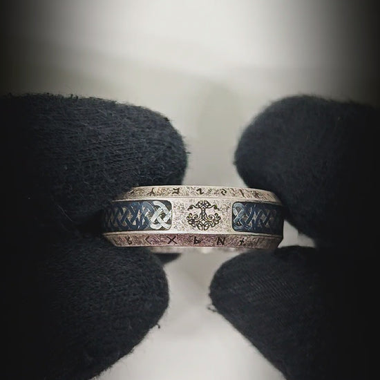 AUREX RUNE - Oxidized Steel - Pure Stainless Steel Men’s Steel - Plated Ring (Size : 17-26) — Rings for Men | THE MEN THING