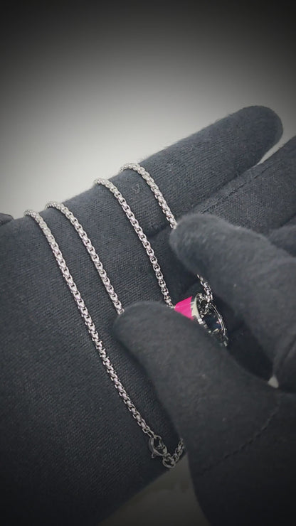 AURORA CORE - Bright Cherry-Red 21mm Titanium Steel Pendant with 24inch Round Box 4mm Chain for Men & Boys