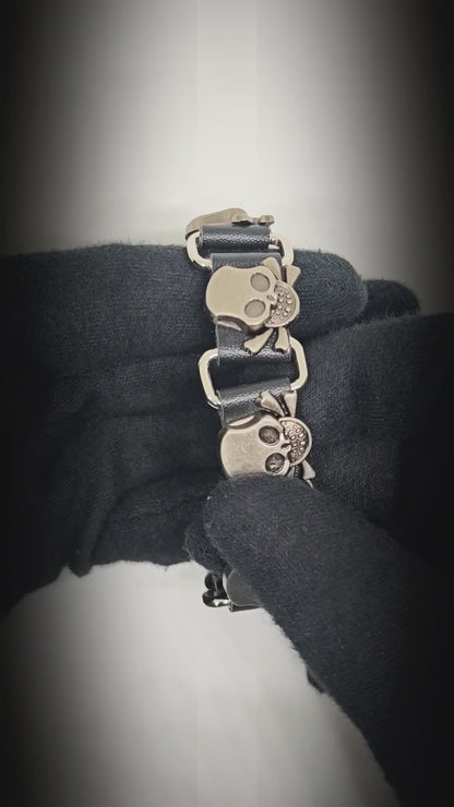 VIKING SKULL - 23 mm Genuine Leather Adjustable Bracelet for Men & Boys (8 to 9 inch)