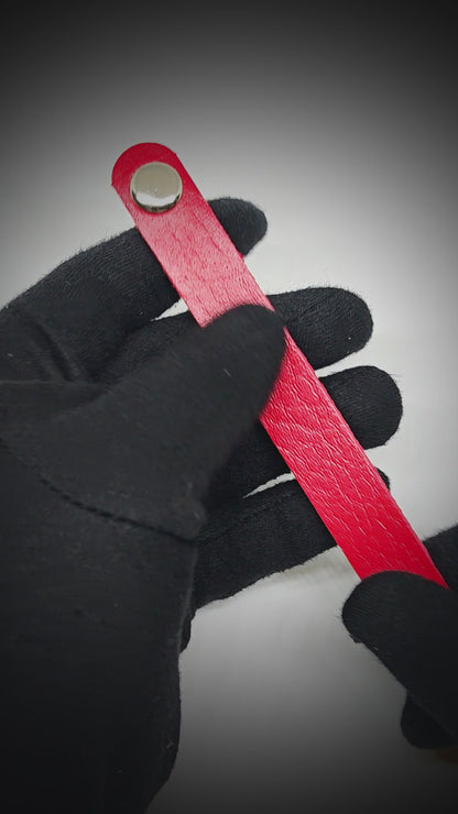 BLAZEFIT RED STRAP - 18mm Genuine Leather Bracelet with Stainless Steel Stud button Closure for Men & Boys (6.6-7.1-7.6 inch)