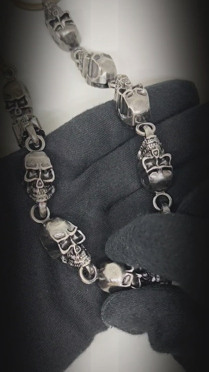 VOID SKULL - Antique Gunmetal 14mm Titanium Steel Heavy Biker Chain for Jeans with Lobster Clasps for Men & Boys - 19 inch