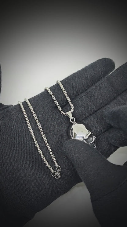OUTLAW SKULL - 23mm Titanium Steel Pendant with 24inch Round Box 5mm Chain for Men & Boys