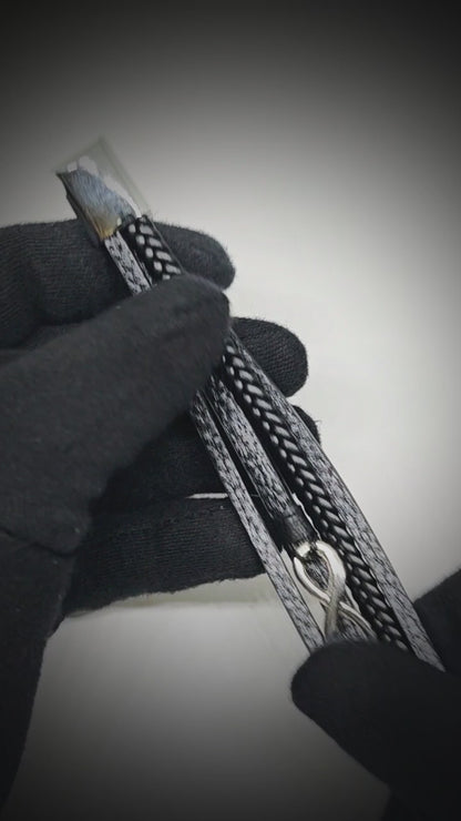 INFINITE ROGUE - Black 25mm Genuine Leather Multi-Layer Braided Bracelet with Stainless Steel Magnetic Buckle for Men & Boys (8 inch)