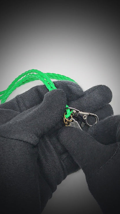 CROSSLOOM - Green 8mm Genuine Leather Bracelet with Stainless Steel Lobster Clasp for Men & Boys (16 inch)