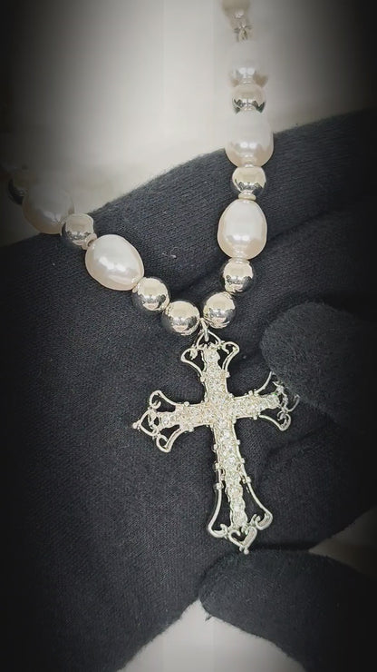 PEARL CROSS - 39mm Titanium Steel Pendant with 22inch Necklace for Men & Boys — SS Pendant/ Necklace for Men | THE MEN THING