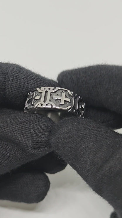 Royal Series - CROSSFIRE LEGACY RING - Pure Stainless Steel Men’s Steel-Plated Ring – Statement Luxury Jewelry (Size :16-20-22-26-28-31-32)