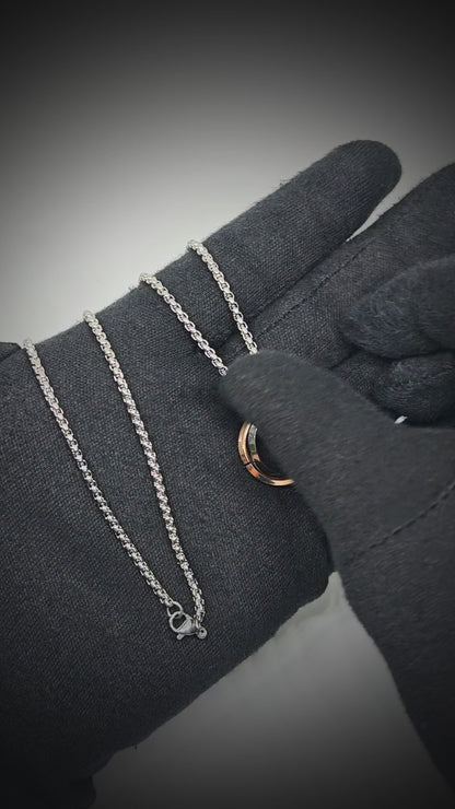 ECLIPSE NEXUS ROSE GOLD - 4mm Titanium Steel Pendant with 24inch Round Box 4mm Chain for Men & Boys