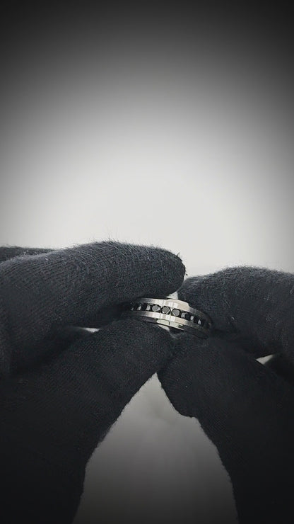 OBSIDIAN CREST RING - Pure Stainless Steel Men’s Steel-Black Plated Ring (Size : 17-22-27)