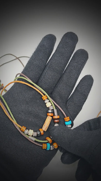 WILDWOOD ADVENTURE - Genuine Wooden Beaded Necklace and Bracelet Set for Men & Boys (Adjustable)