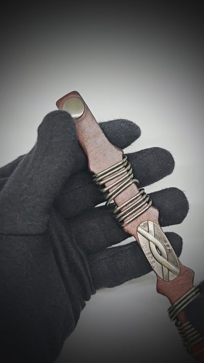 DIESELCOIL HERITAGE - 24mm Genuine Leather Bracelet with Stainless Steel  Stud button Closure for Men & Boys (8.5 inch)