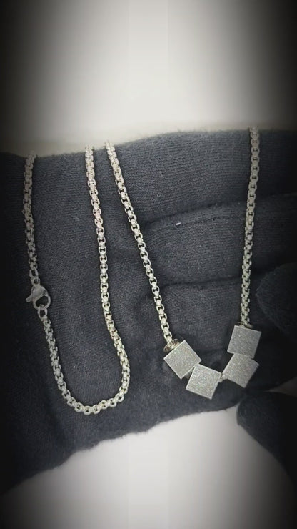 CUBIXA - 9mm Titanium Steel Pendant with 23inch 4mm Round Box Chain for Men & Boys