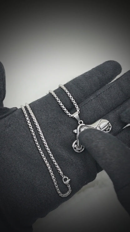 THUNDER BIKE - 43mm Titanium Steel Pendant with 24inch Round Box 5mm Chain for Men & Boys