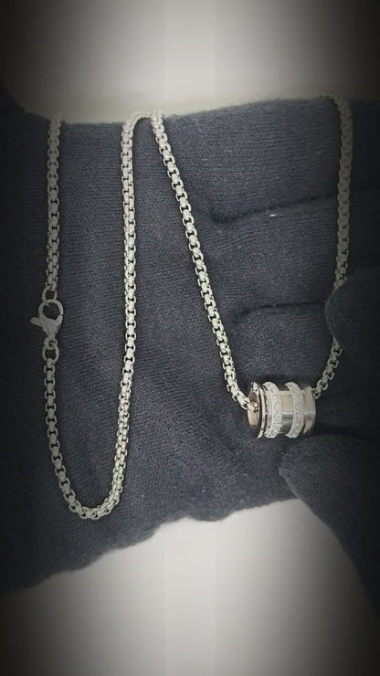 NEXUS ROLL - 12mm Titanium Steel Pendant with 23inch 4mm Round Box Chain for Men & Boys